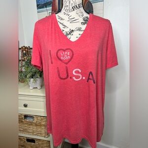 Brand New-Life is Good “I ❤️ U.S.A.” Top